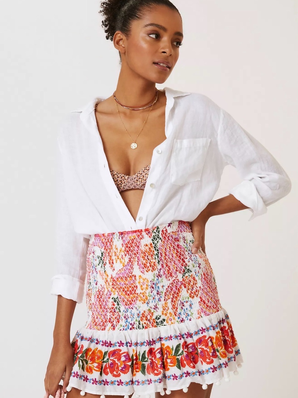 Farm Rio Smocked Mini Skirt from Anthropologie - Size XS